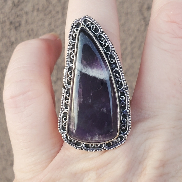 New Chevron Amethyst 925 Silver Ring. - Picture 3 of 15